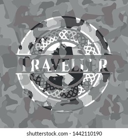 Traveller on grey camo pattern
