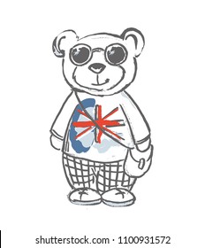 Traveller Teddy Bear T-shirt Print