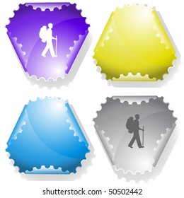 Traveller. Vector sticker.