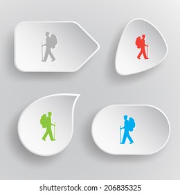 Traveller. White flat vector buttons on gray background.