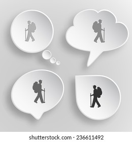 Traveller. White flat vector buttons on gray background.