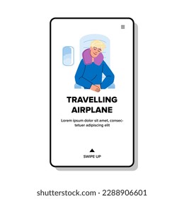 travelling airplane man vector. vacation journey, airport flight, family tourist, plane suitcase, couple air travelling airplane man web flat cartoon illustration