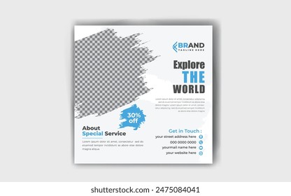 Travelling business promotion social media for web banner template design. summer holiday tour 
online marketing flyer,