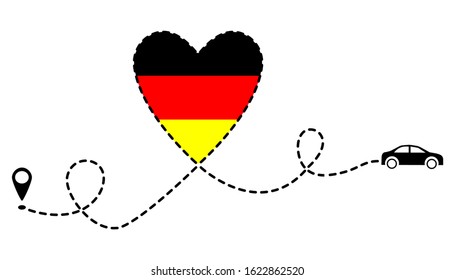 Travelling By Car To Germany. Travel By Car. Vector For Labels, Stickers, Tags, Banners, Web Stickers, Tourism