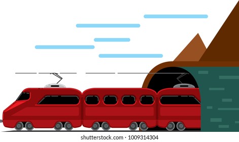 Travelling by train. Cartoon style, vector illustration