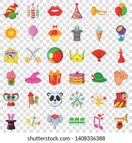 Travelling circus icons set. Cartoon style of 36 travelling circus vector icons for web for any design