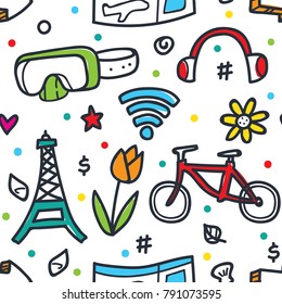 Travelling doodle seamless pattern series