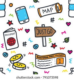 Travelling doodle seamless pattern series