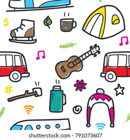 Travelling doodle seamless pattern series