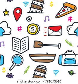 Travelling doodle seamless pattern series