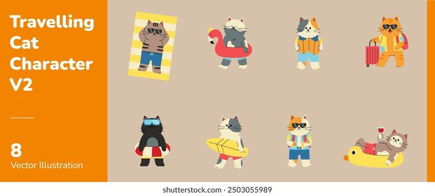 Travelling Holiday Cat Character 2