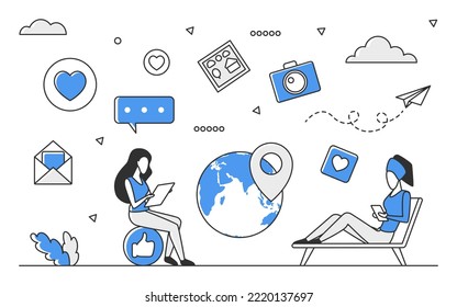 Travelling holiday vacation. Journey destination, international tourism agency vector monocolor illustration