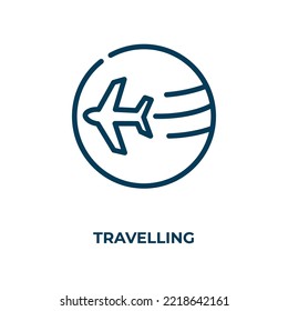 Travelling icon. Linear vector illustration. Outline travelling icon vector. Thin line symbol for use on web and mobile apps, logo, print media.