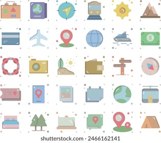 Conjunto de iconos de viaje diseño Ilustración vectorial stock