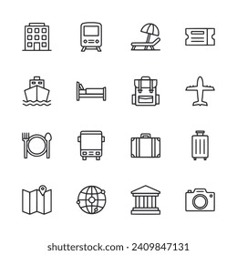 Travelling icon set isolated on white