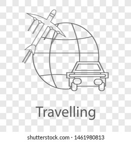 Travelling icon thin line flat design. Vector illustration.