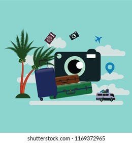 travelling illustration vector concept for background, banner, web, wallpaper.