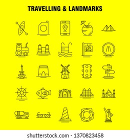 Travelling And Landmarks Line Icon for Web, Print and Mobile UX/UI Kit. Such as: Fish, Sea Food, Snapper, Food, Arch, Landmark, Travel, Pictogram Pack. - Vector