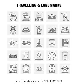 Travelling And Landmarks Line Icon for Web, Print and Mobile UX/UI Kit. Such as: Fish, Sea Food, Snapper, Food, Arch, Landmark, Travel, Pictogram Pack. - Vector