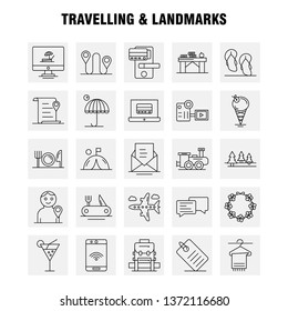 Travelling And Landmarks Line Icon for Web, Print and Mobile UX/UI Kit. Such as: File, Location, Map, Transport, Chat, Chatting, Text, Transport, Pictogram Pack. - Vector