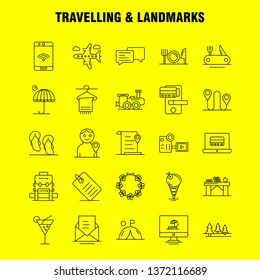 Travelling And Landmarks Line Icon for Web, Print and Mobile UX/UI Kit. Such as: File, Location, Map, Transport, Chat, Chatting, Text, Transport, Pictogram Pack. - Vector
