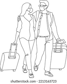 Travelling in pandemic lines illustration