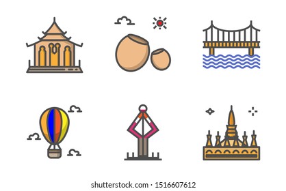 travelling place filled line icon in laos, Pixel perfect icon, 64x64 pixel for website and mobile application develop