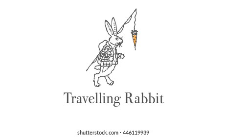 Travelling rabbit vector logo
