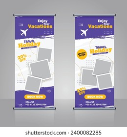 Travelling roll up banner  standee design template