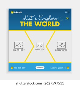 Travelling sale social media post template design.