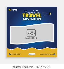 Travelling sale social media post template design.