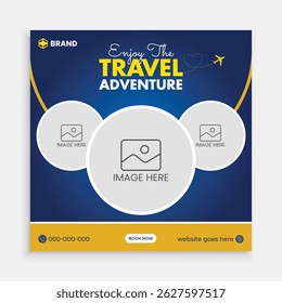 Travelling sale social media post template design.