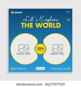 Travelling sale social media post template design.