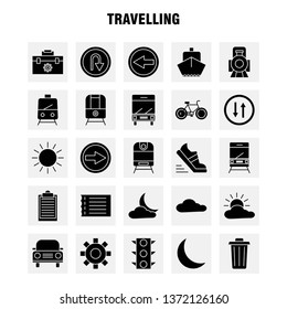Travelling Solid Glyph Icon for Web, Print and Mobile UX/UI Kit. Such as: Toolbox, Box, Configuration, Setting, Settings, Gear, Maintain, Setting, Pictogram Pack. - Vector