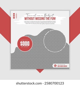 Travelling, tourism or summer holiday tour online marketing flyer, post or poster design.