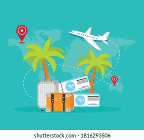 Viajar de vacaciones en diseño plano
