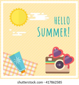 Travelling and vacation concept. Vector illustration with flat icons