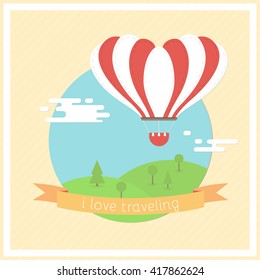 Travelling and vacation concept. Vector illustration with flat icons
