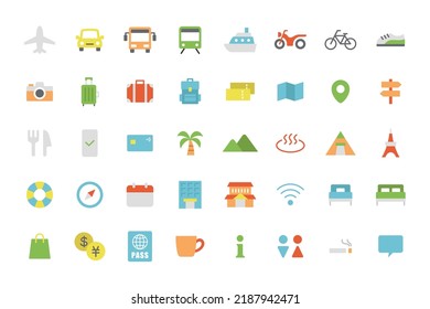Travel-related icon set (no line).
