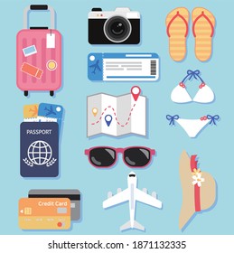 Travel-Related Vector Flat Illustration, Simple Illustration