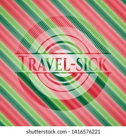 Travel-sick christmas emblem. Vector Illustration. Detailed.