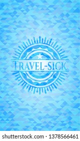 Travel-sick sky blue mosaic emblem
