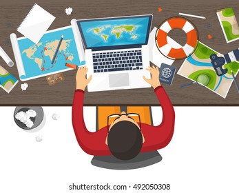 Travel,tourism, flat style.World travel banner.Summer holidays, vacation.Travel around the world.Journey,trip plan.Tourists tips.International tourism.Hiking and camping.Hands