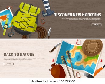Travel,tourism vector illustration in a flat style.World travel banner.Summer holidays, vacation.Travel around the world.Journey,trip plan.Tourists tips.International tourism.Hiking and camping.