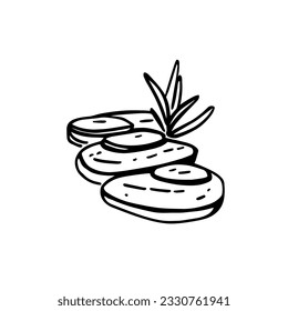 Traverse the whimsical path of imagination with this black and white doodle of garden stepping stones, inviting you to wander and explore. Vector illustration.