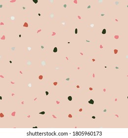 Travertine terrazzo vector pattern in modern, trend colors. Colored stone flooring illustration, marble floor texture background