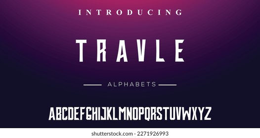 TRAVLE Abstract technology science alphabet font. digital space typography vector illustration design