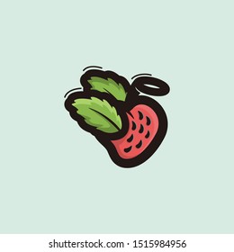 trawberry angel logo vector design line art