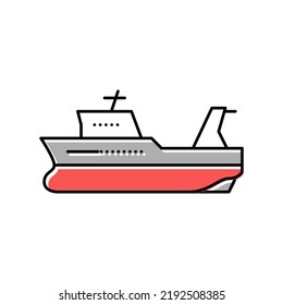 Trawler Boat Color Icon Vector. Trawler Boat Sign. Isolated Symbol Illustration