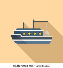 Trawler boat icon flat vector. Sea vessel. Fish ship